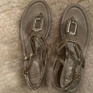 J Crew Collection gold low heeled sandals size 9